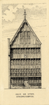 202645 Opstand van de gereconstrueerde houten voorgevel van het huis De Ster (Oudegracht 160) bij de Stadhuisbrug te Utrecht.